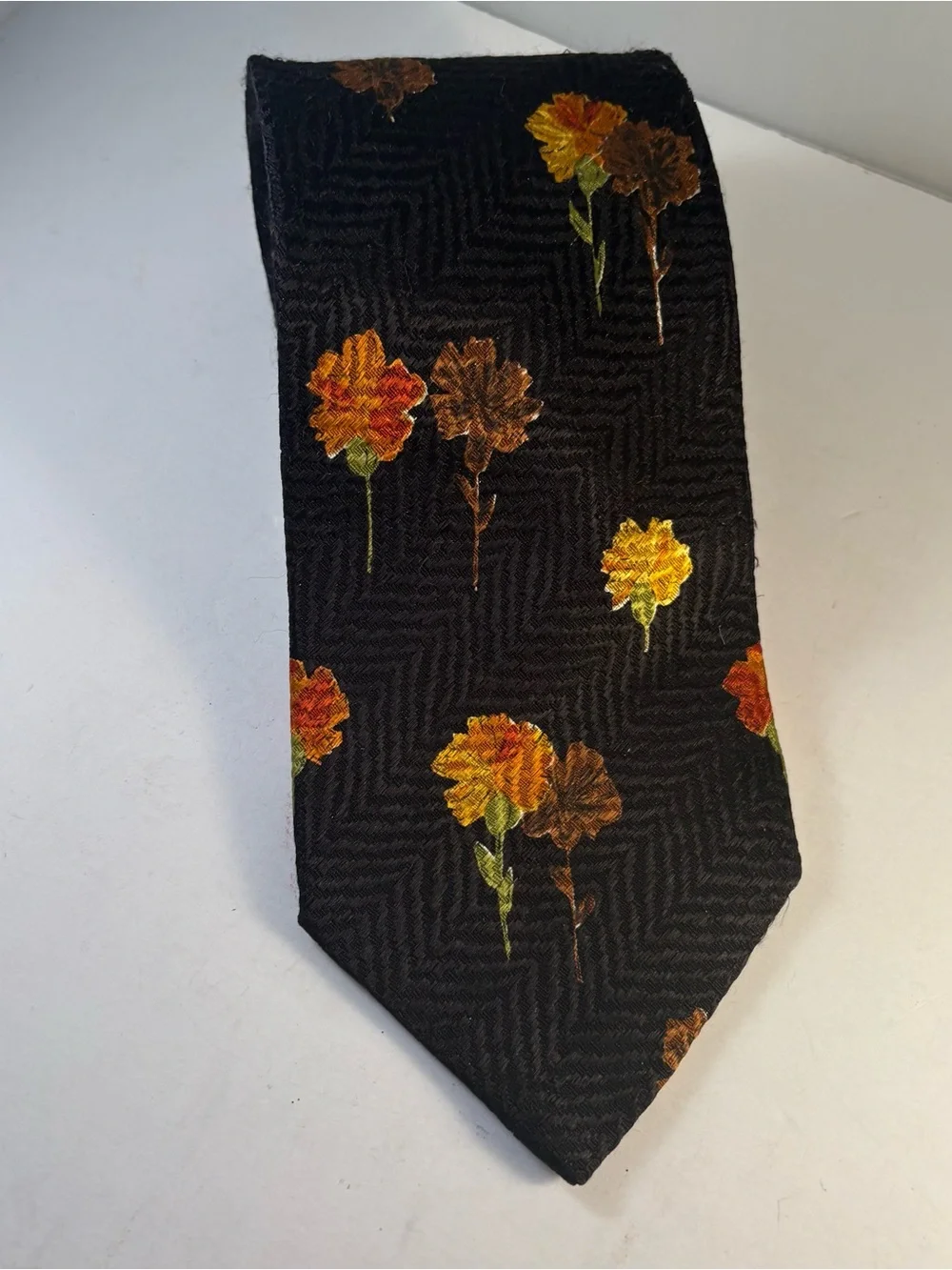 Lot Of 2 Ermenegildo Zegna Silk Ties Black Floral Tulip Carnation Luxury Italy